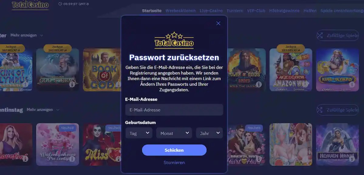 Total Casino Kennwort vergessen - Unkomplizierte Kontowiederherstellung via E-Mail-Verifikation